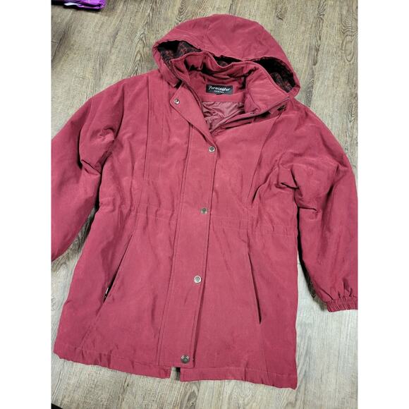 Forecaster Boston Spring Water Repellent Coat Hooded Dark Red Small Faux Suede - Picture 1 of 7